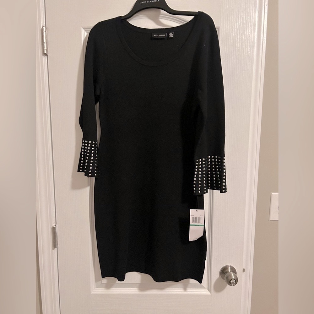 NWT black dress with silver embellishments